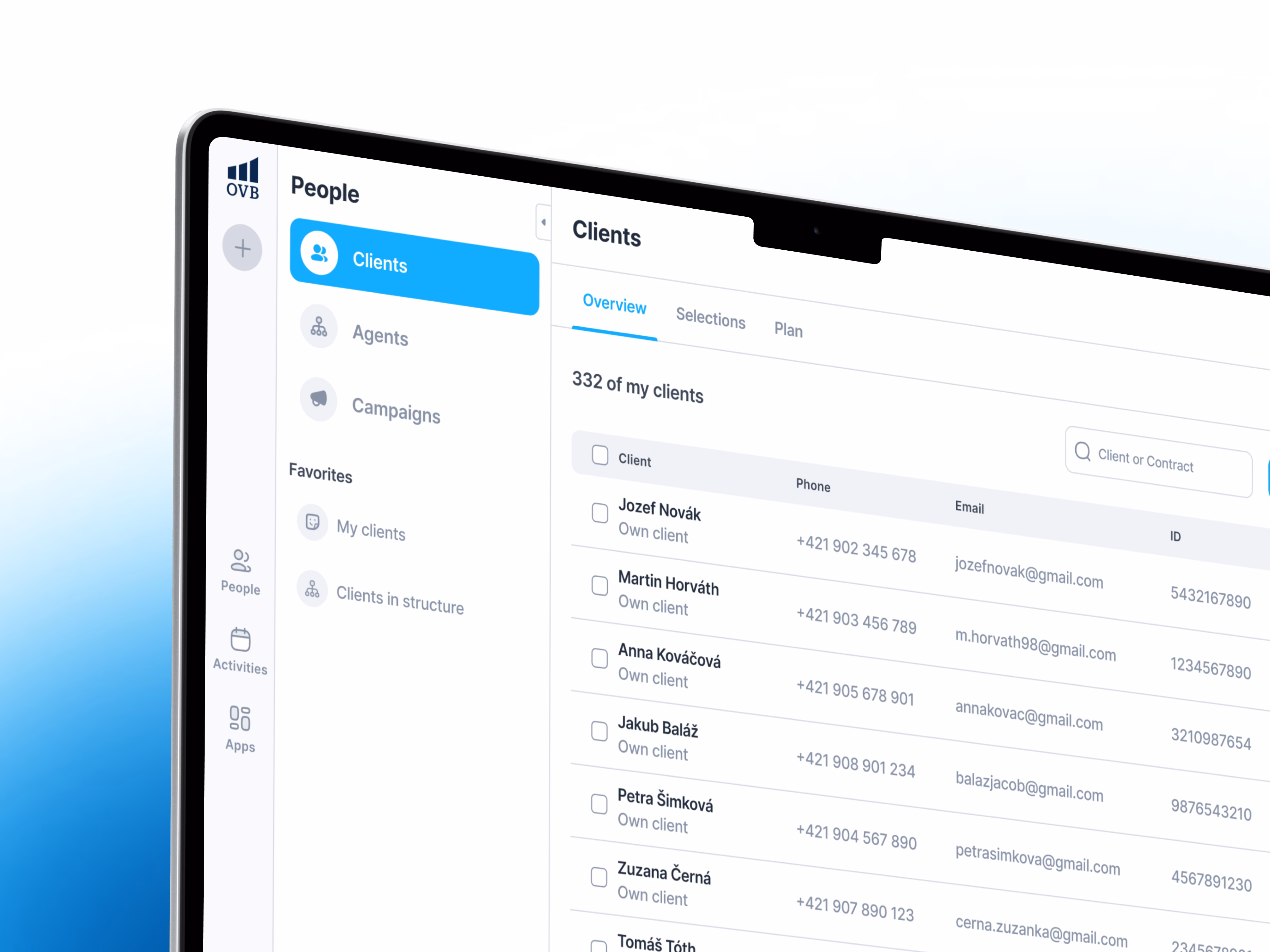 The client directory in Aero, an internal platform designed by Outloud
