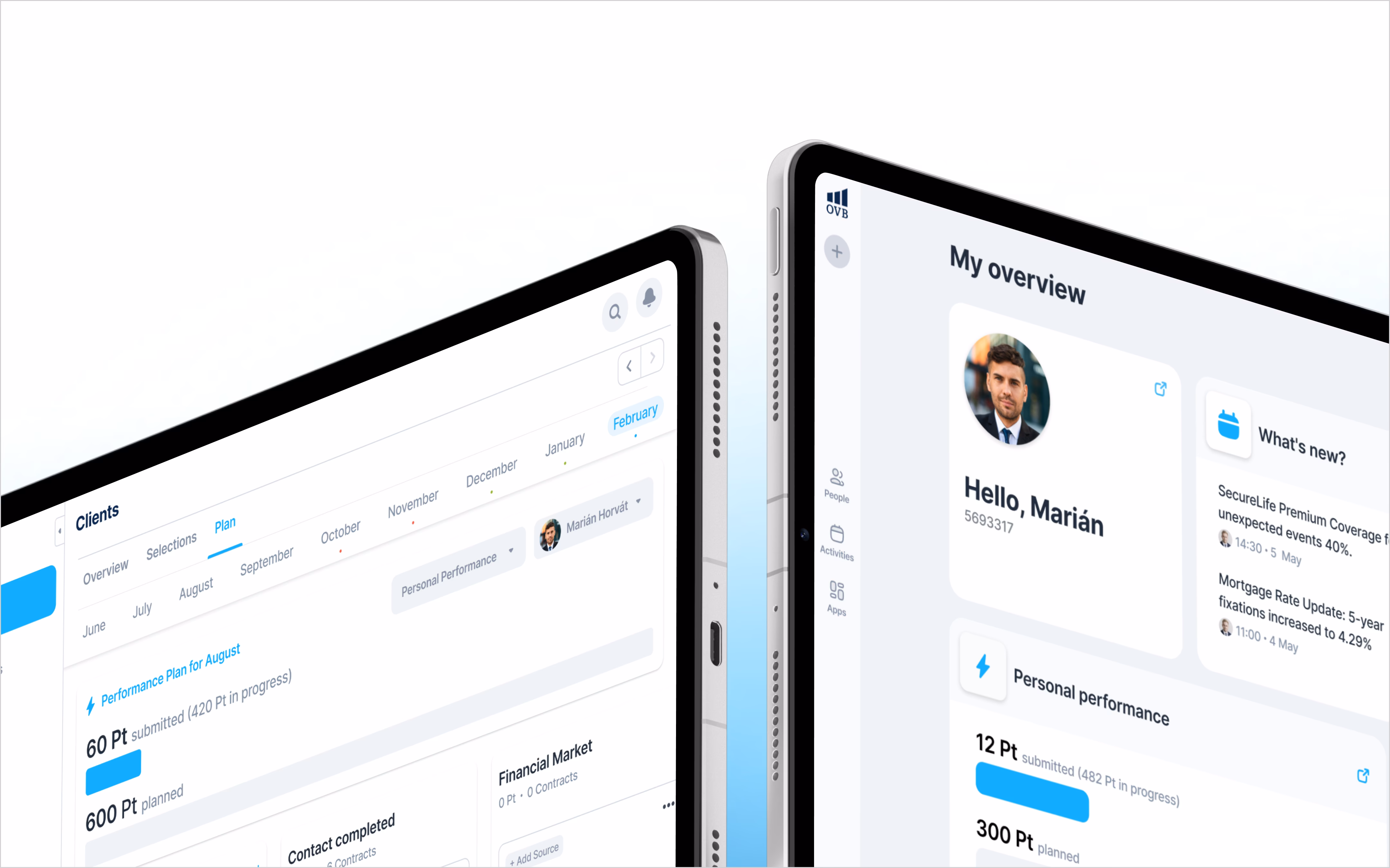 OVB Aero project: client planning and personal performance together in one CRM workspace