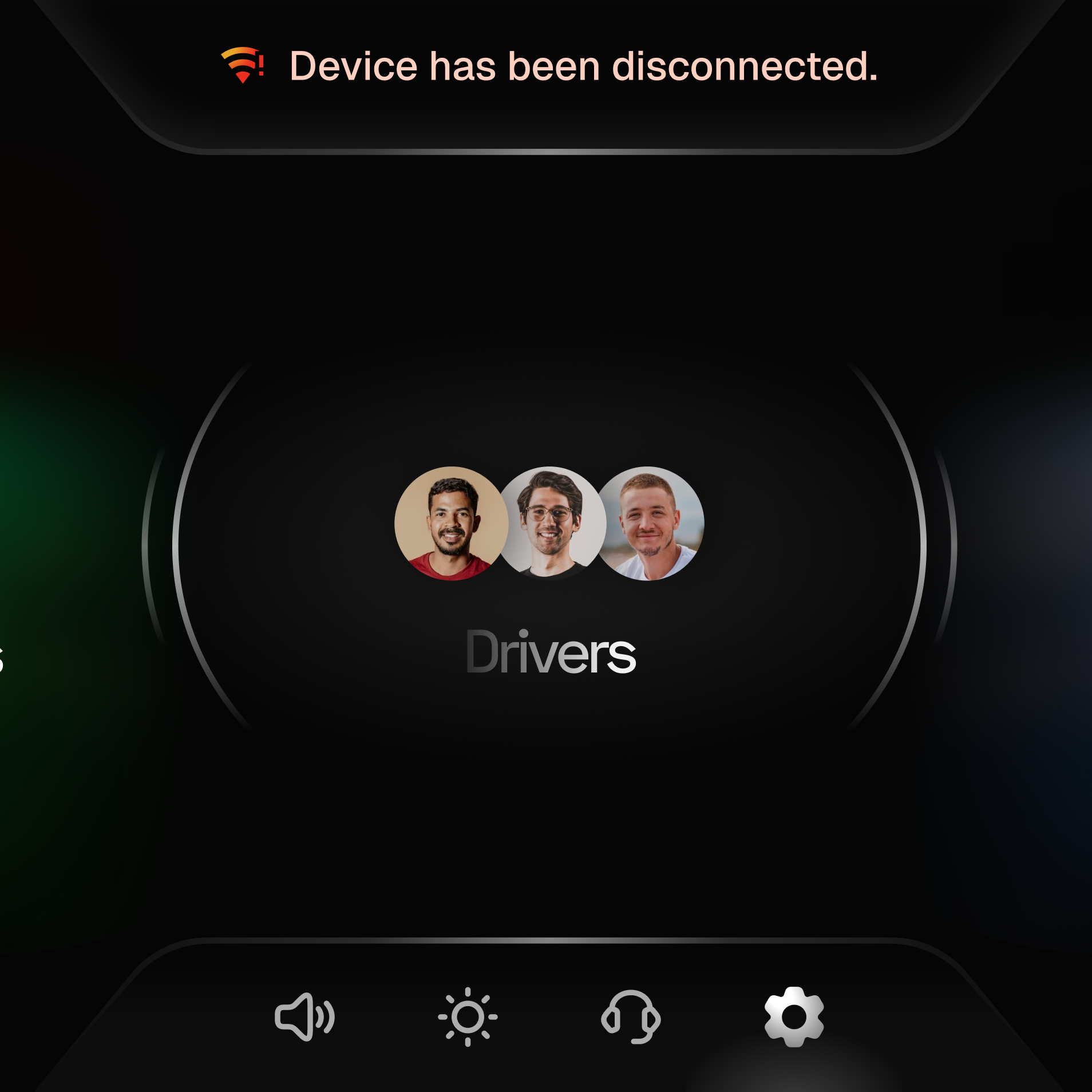 Device connection status and operator controls