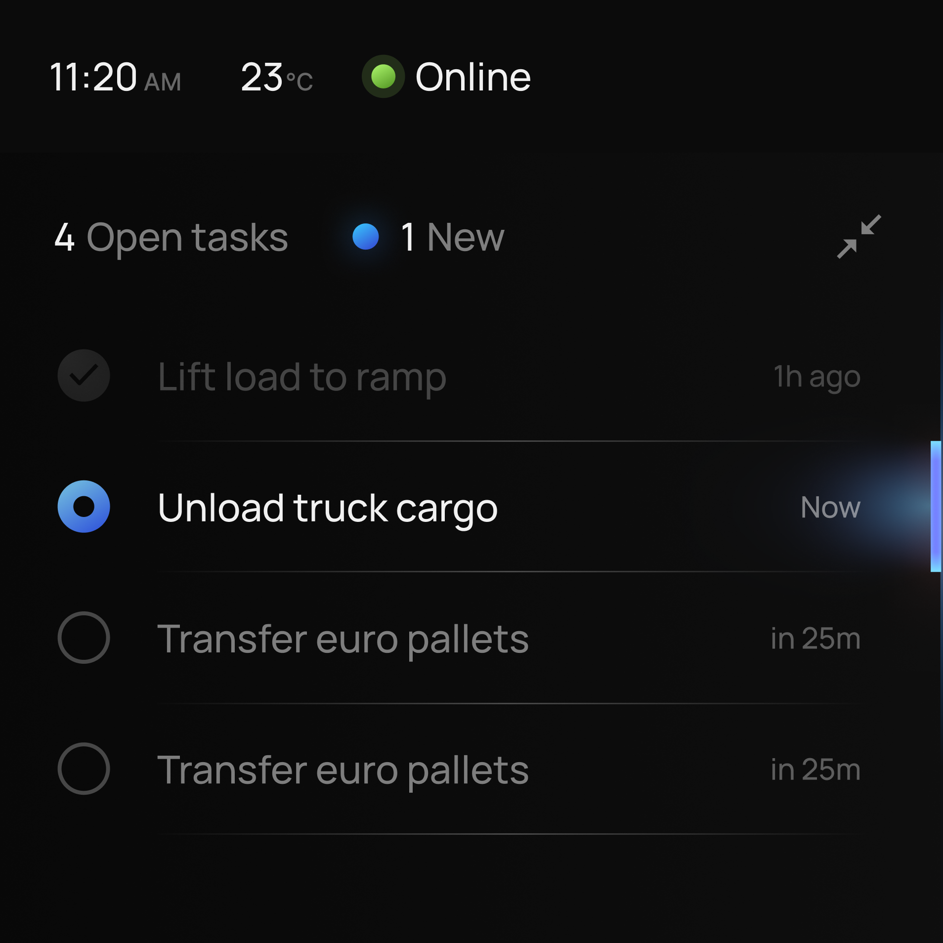 Simple task list for the machine operator