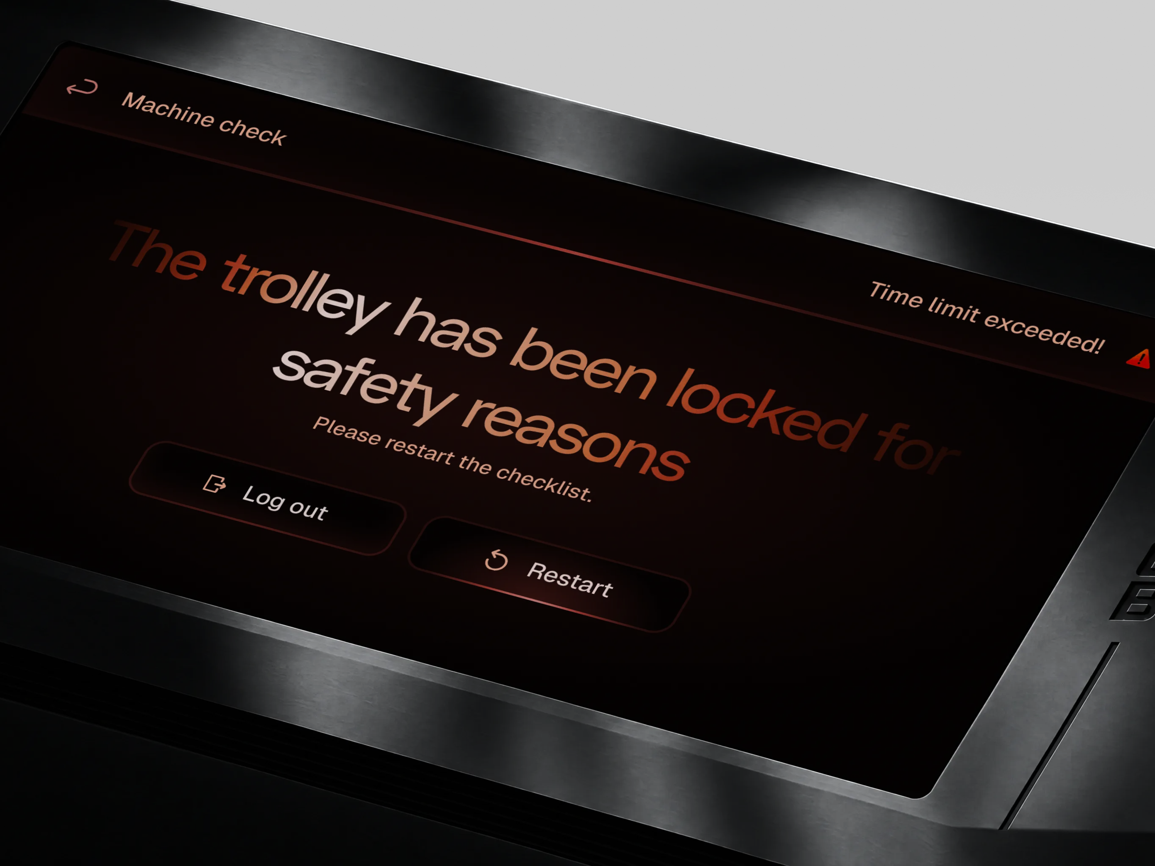 Machine access screen explaining a safety lock