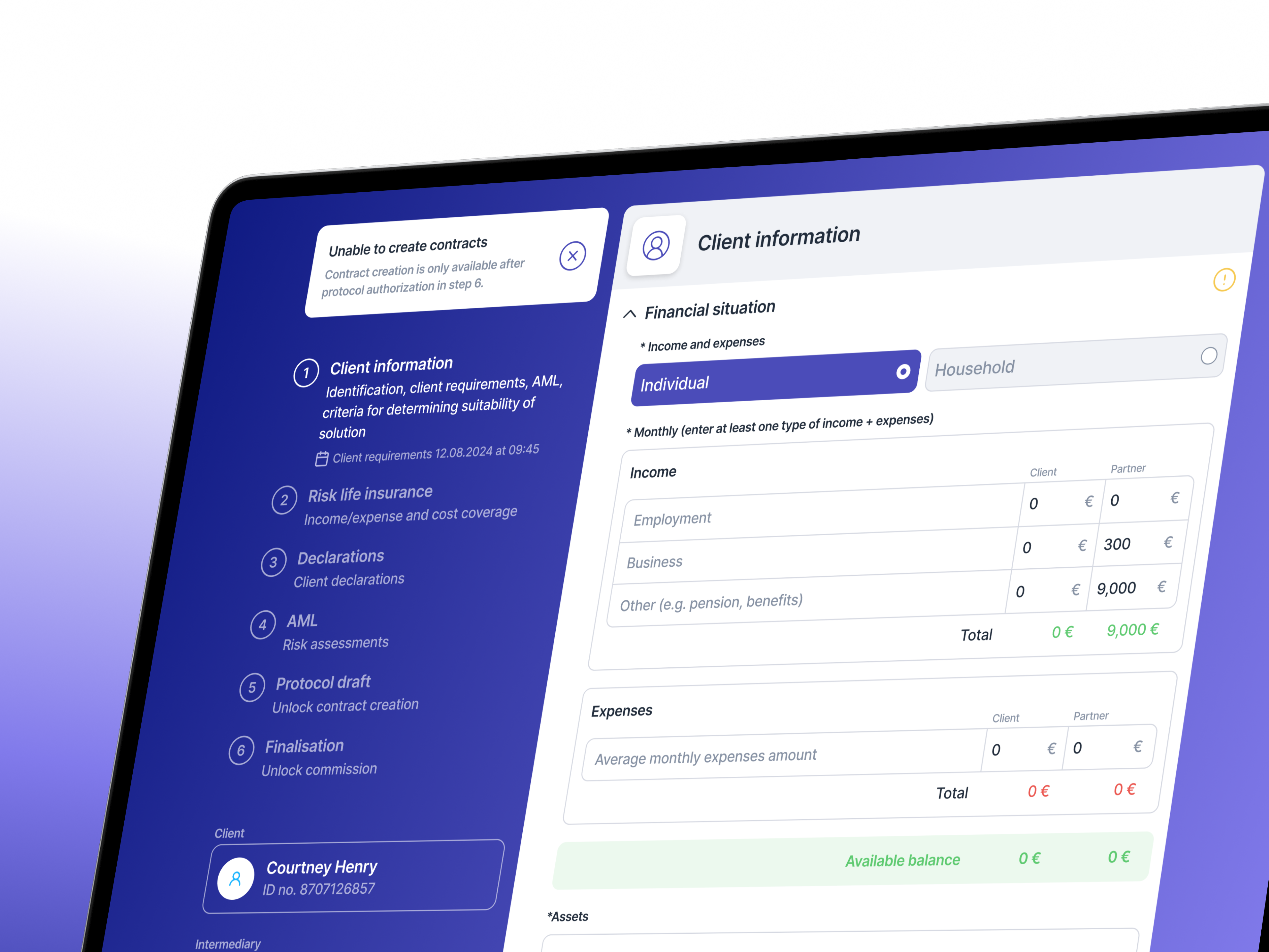 Client information and progress through the protocol