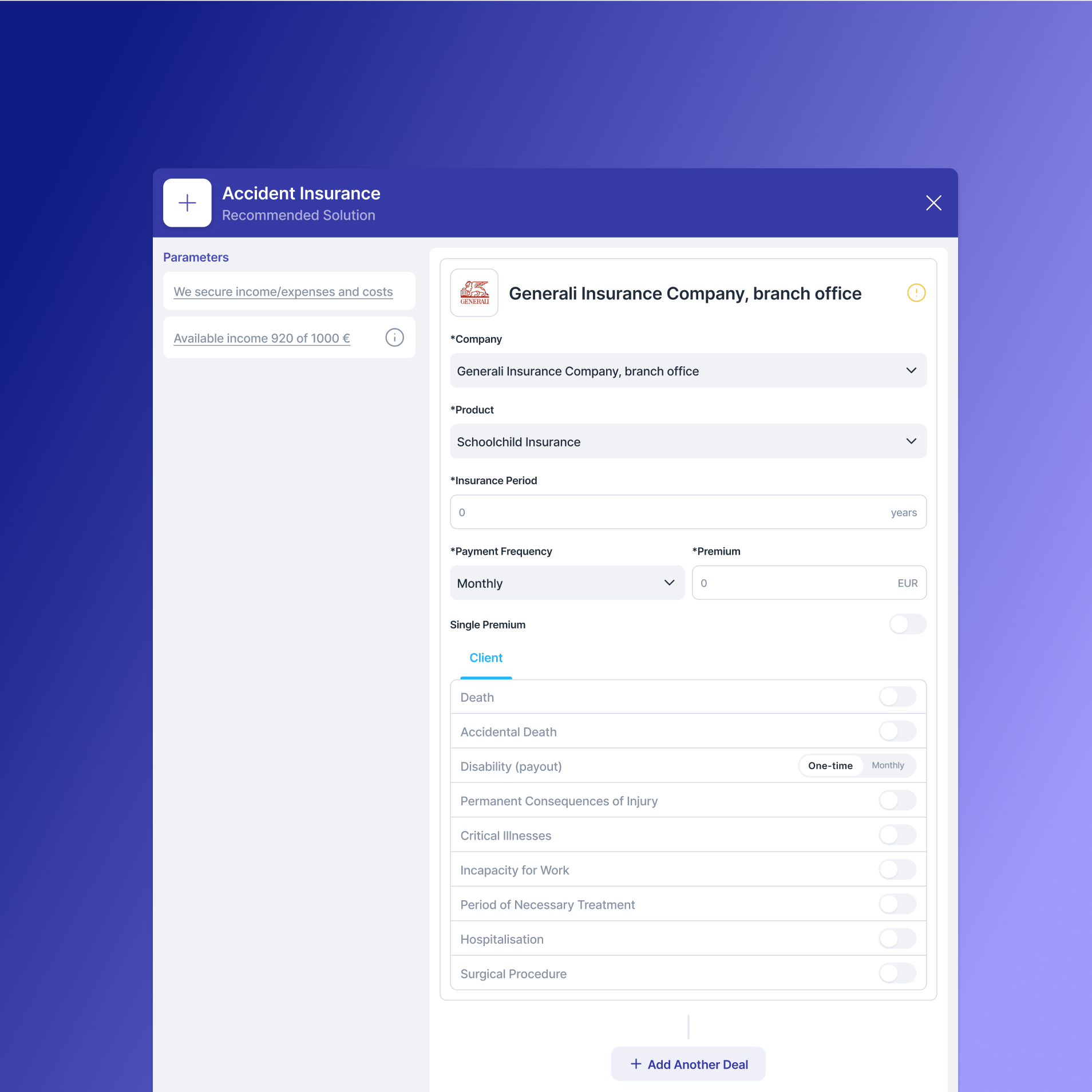Product details and provider information within the workflow