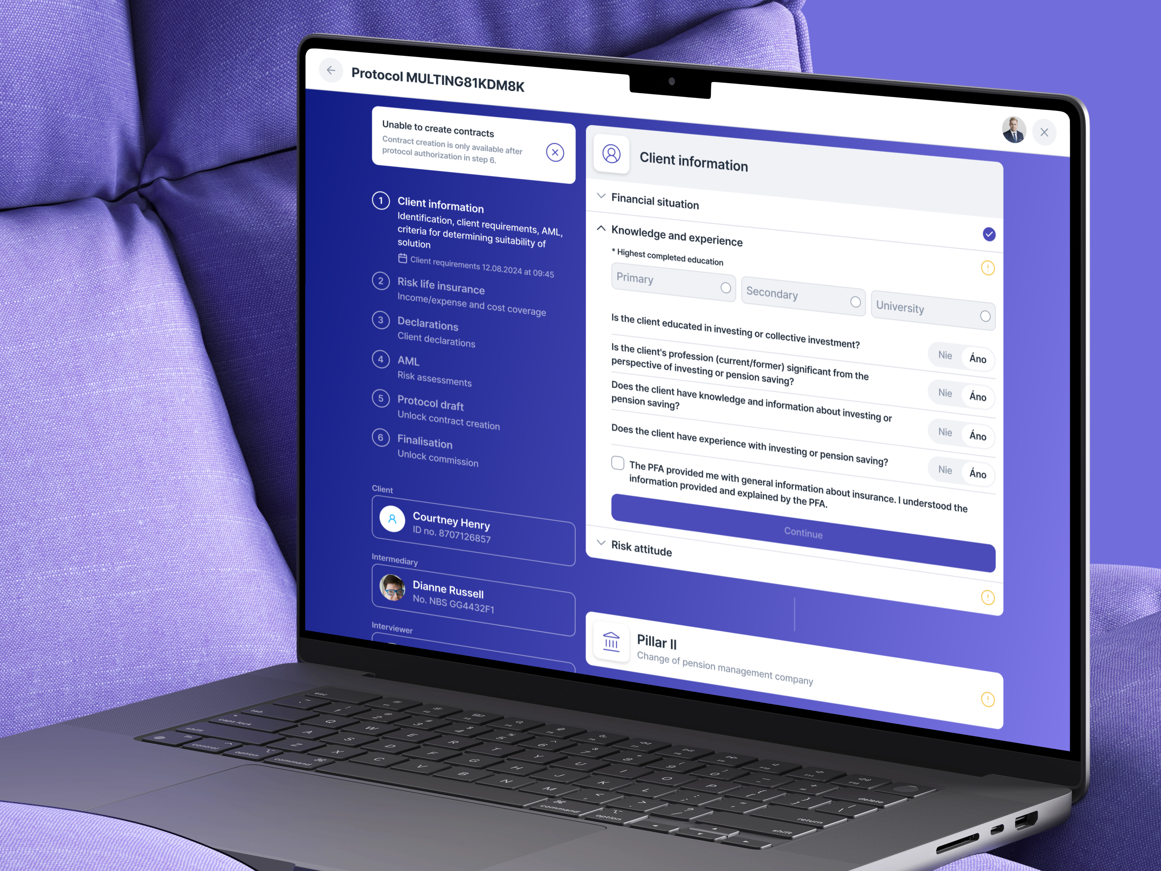 Multiprotokol client workflow on a laptop