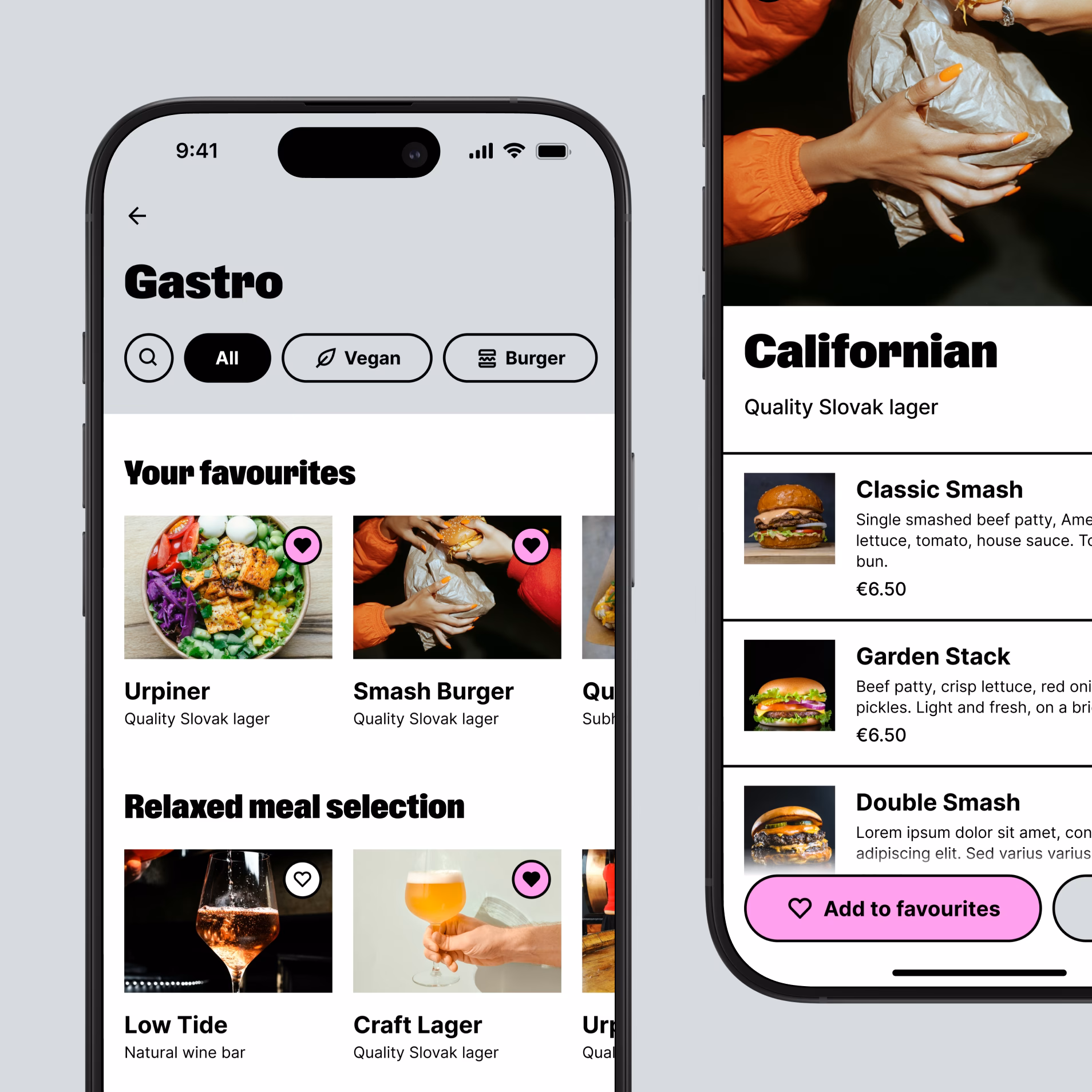 Pohoda searchable food directory with category filters