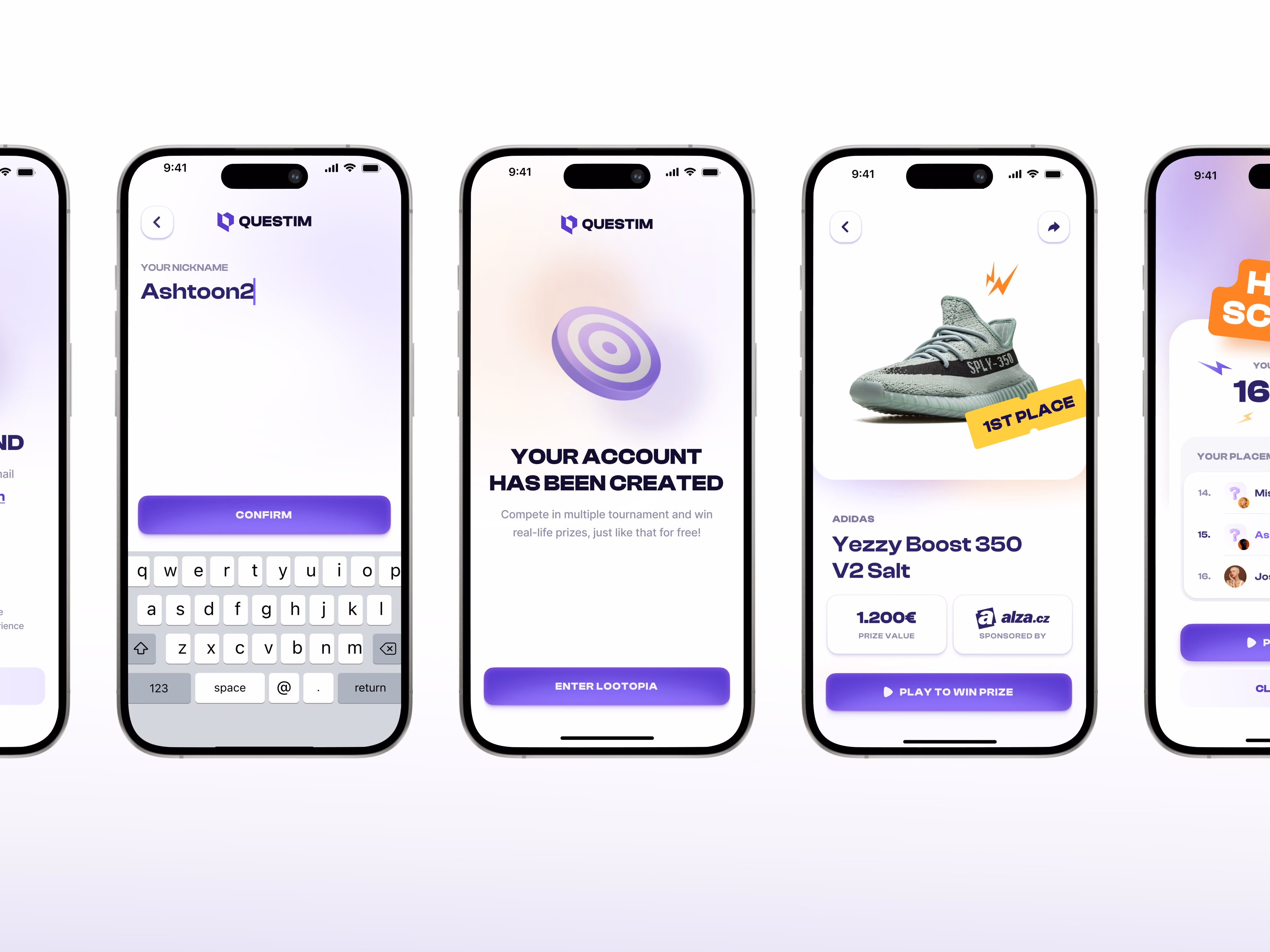 Questim reward screen showing a prize and its value