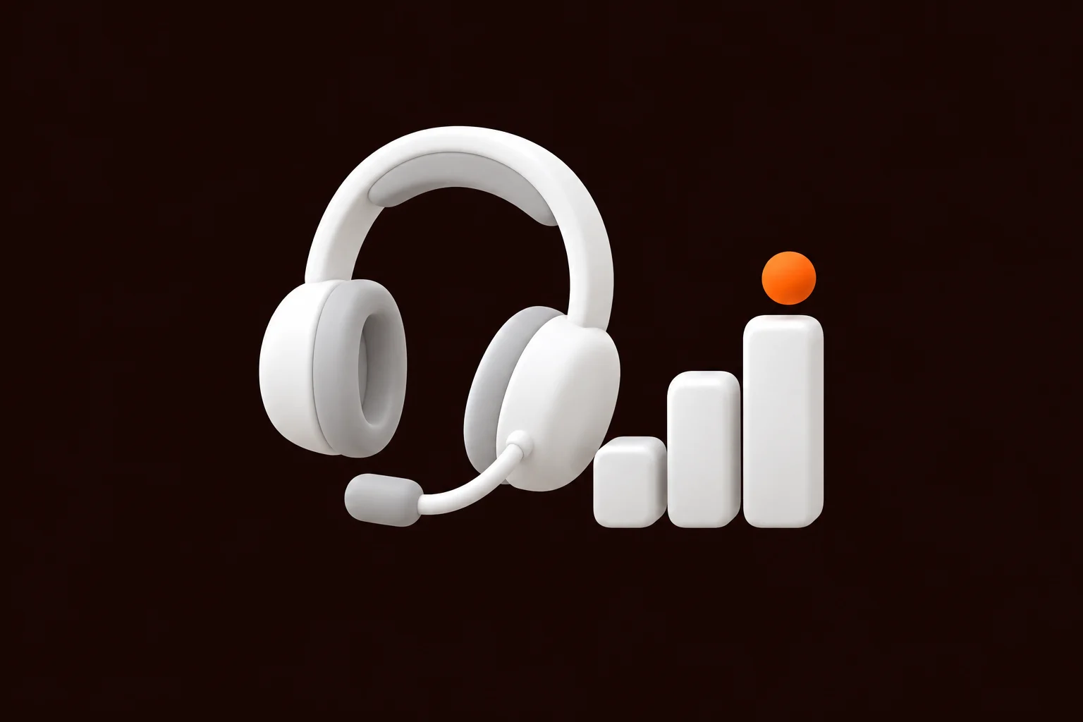 White 3D headset and rising blocks representing business growth.