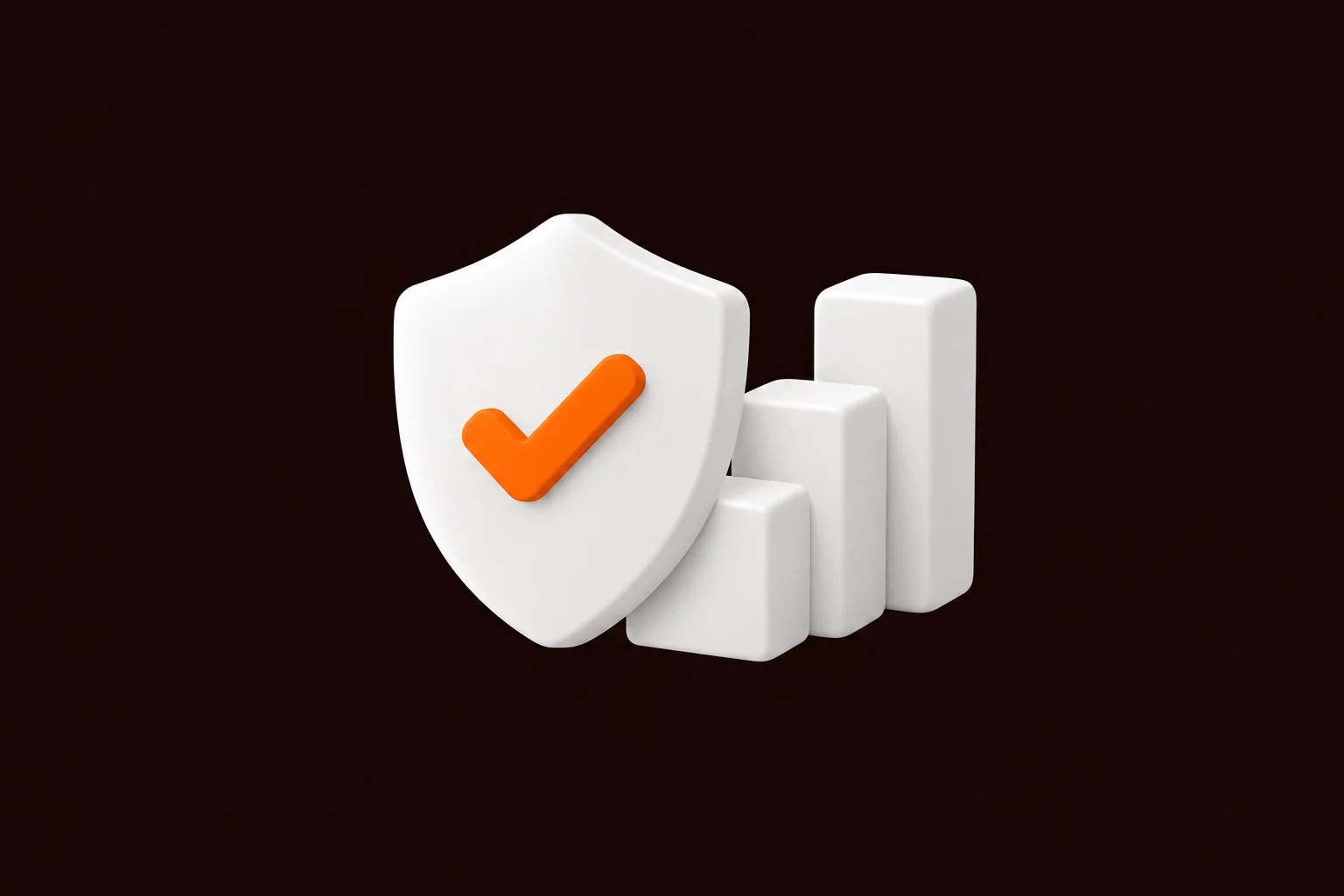 White 3D security shield and rising steps.