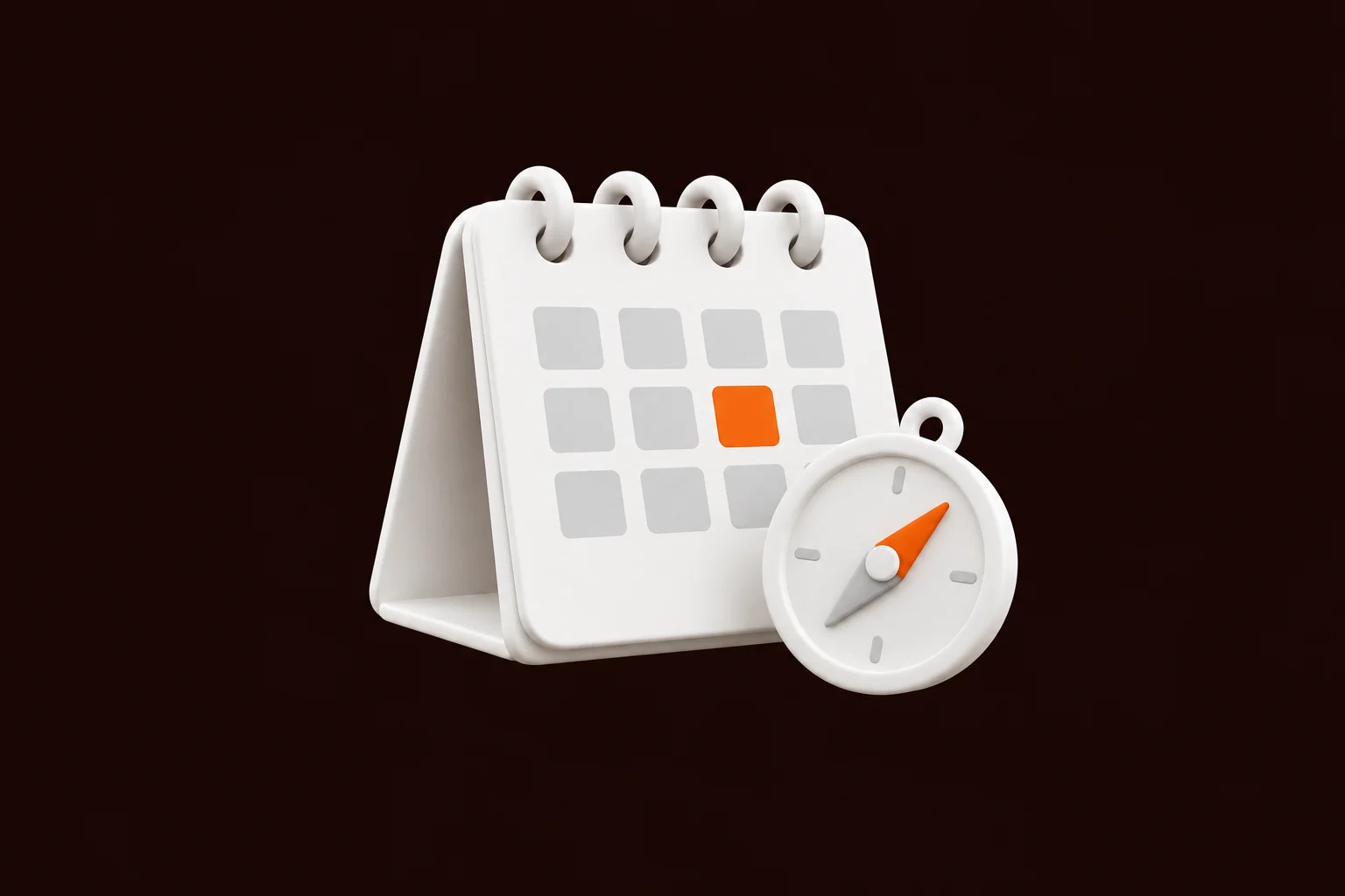 White 3D calendar and direction marker representing annual planning.