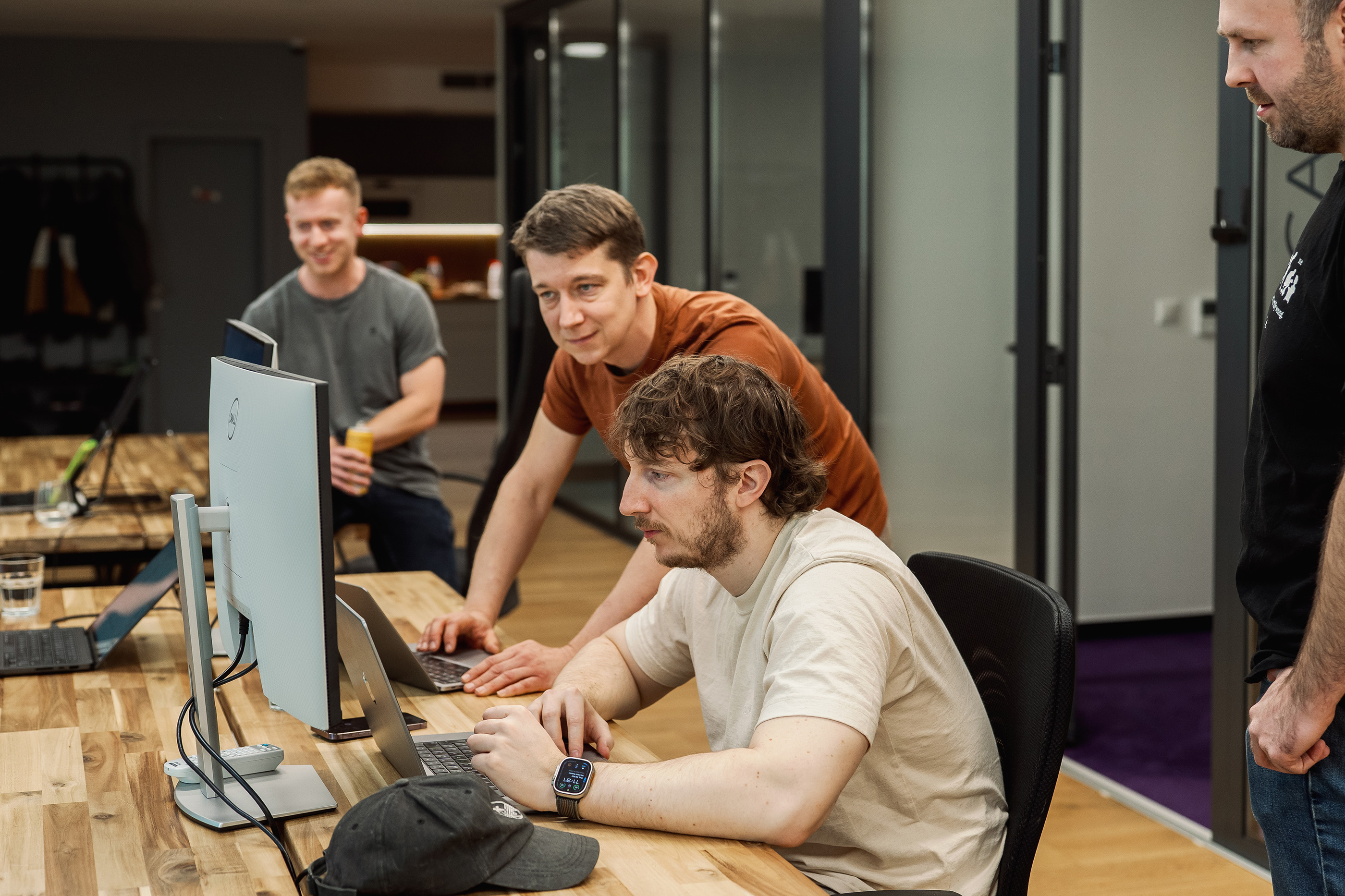 Outloud colleagues discussing a project